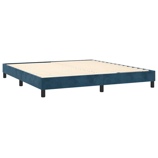 vidaXL Box spring postel s matrac&iacute; tmavě modr&aacute; 160x200 cm samet