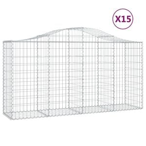 vidaXL Klenut&eacute; gabionov&eacute; ko&scaron;e 15ks 200x50x100/120cm pozinkovan&eacute; železo
