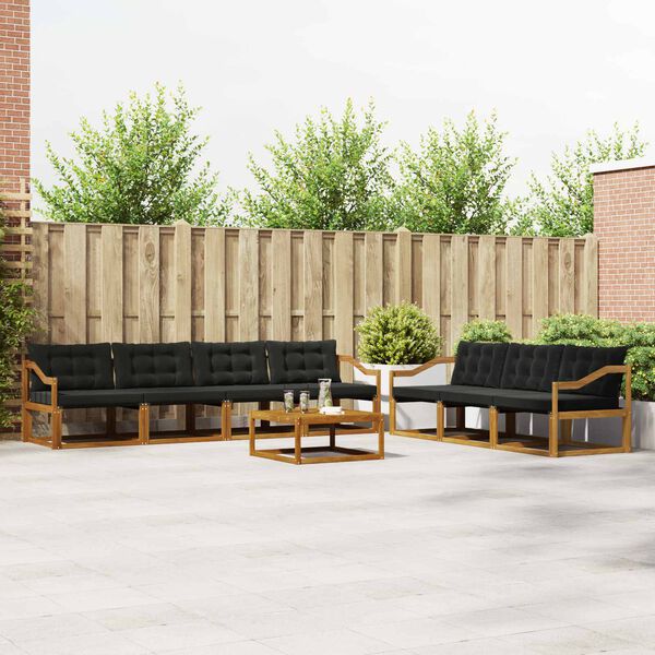 vidaXL Venkovn&iacute; pohovkov&aacute; souprava s pol&scaron;t&aacute;řem 8 pcs Přirozen&aacute; a čern&aacute;