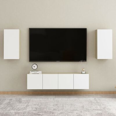 vidaXL TV stolky 2 ks bílé a dub sonoma 30,5x30x60 cm dřevotříska