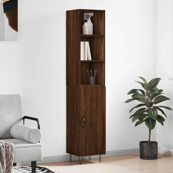 vidaXL Skř&iacute;ň highboard hněd&yacute; dub 34,5 x 34 x 180 cm kompozitn&iacute; dřevo