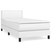 vidaXL Box spring postel s matrac&iacute; b&iacute;l&aacute; 100x200 cm uměl&aacute; kůže