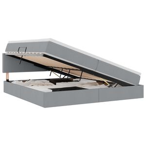 vidaXL Postel s &uacute;ložn&yacute;m prostorem a matrac&iacute; Světle &scaron;ed&aacute; 200 x 200 cm