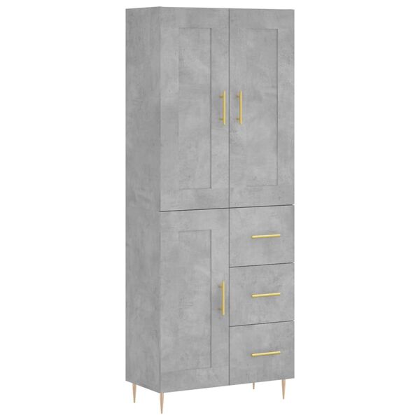 vidaXL Skř&iacute;ň highboard betonově &scaron;ed&aacute; 69,5x34x180 cm kompozitn&iacute; dřevo