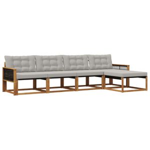 vidaXL Venkovn&iacute; pohovkov&aacute; souprava 5 pcs Př&iacute;rodn&iacute; a světle &scaron;ed&aacute;