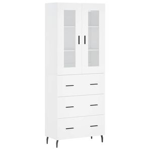 vidaXL Skř&iacute;ň highboard b&iacute;l&aacute; 69,5 x 34 x 180 cm kompozitn&iacute; dřevo