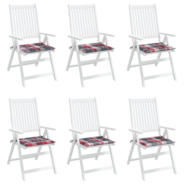 vidaXL Podu&scaron;ky na zahradn&iacute; židli 6ks červen&eacute; k&aacute;rovan&eacute; 40x40x4cm oxford