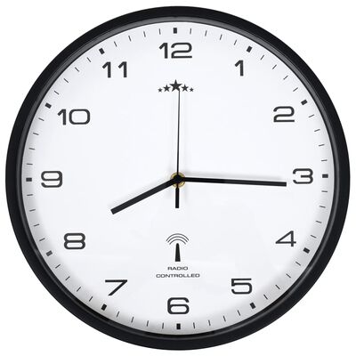 vidaXL Rádiem řízené nástěnné hodiny Quartz 31 cm bíločerné