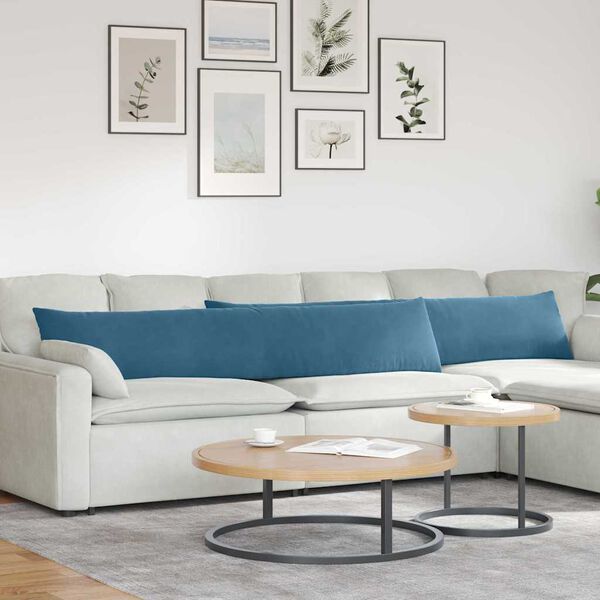 vidaXL Pohovkové polštáře 2 pcs Modrá 200 x 40 cm Žebrovaná látka