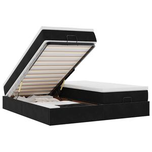 vidaXL Osmansk&yacute; r&aacute;m postele s matrac&iacute;es čern&aacute; 160x200cm samet