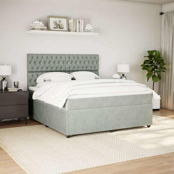 vidaXL Box spring postel s matrac&iacute; světle &scaron;ed&aacute; 180x200 cm samet
