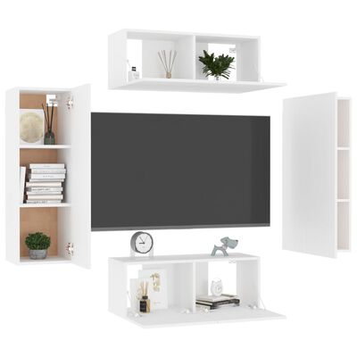vidaXL 4dílný set TV skříněk bílý kompozitní dřevo