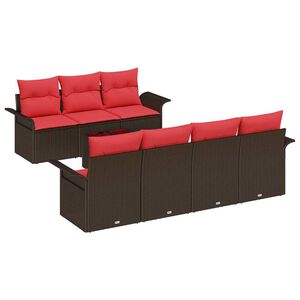 vidaXL Sada zahradn&iacute;ch pohovek 8 pcs Beige a Červen&aacute; polyratan