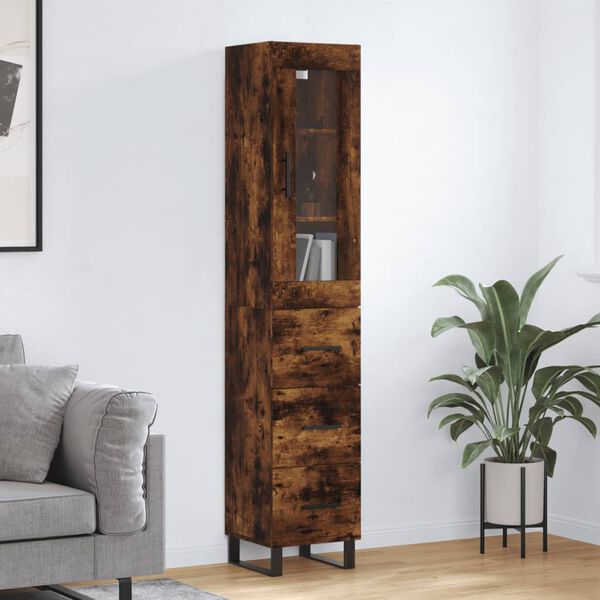 vidaXL Skř&iacute;ň highboard kouřov&yacute; dub 34,5 x 34 x 180 cm kompozitn&iacute; dřevo