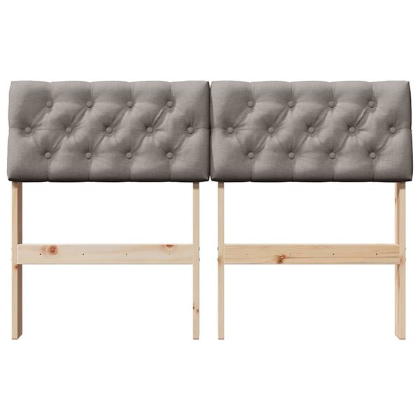 vidaXL Čalouněn&eacute; čelo postele Taupe 120 cm Masivn&iacute; borov&eacute; dřevo