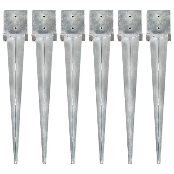 vidaXL Kotv&iacute;c&iacute; hroty 6 ks stř&iacute;brn&eacute; 14 x 14 x 91 cm pozinkovan&aacute; ocel