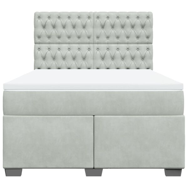 vidaXL Box spring postel s matrac&iacute; světle &scaron;ed&aacute; 140x190 cm samet