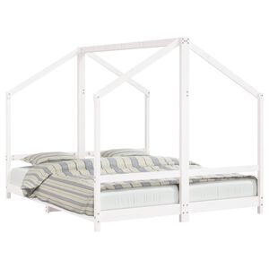 vidaXL Dětsk&aacute; postel b&iacute;l&aacute; 2x (80 x 200) cm masivn&iacute; borov&eacute; dřevo