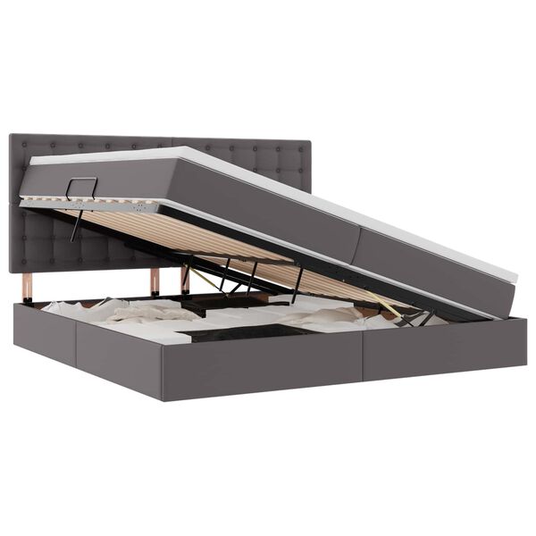 vidaXL Postel s &uacute;ložn&yacute;m prostorem s čelo &Scaron;ed&aacute; 200 x 200 cm Uměl&aacute; kůže