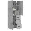 vidaXL Skř&iacute;ň highboard betonově &scaron;ed&aacute; 69,5x34x180 cm kompozitn&iacute; dřevo