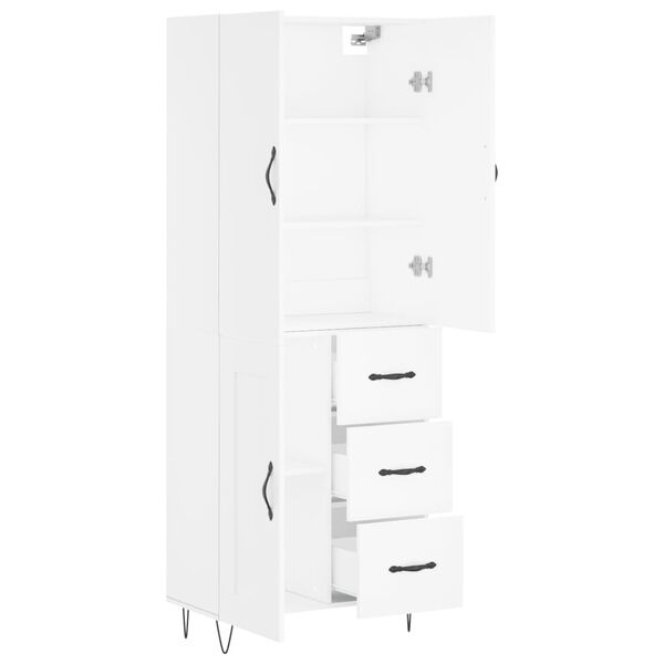 vidaXL Skř&iacute;ň highboard b&iacute;l&aacute; 69,5 x 34 x 180 cm kompozitn&iacute; dřevo