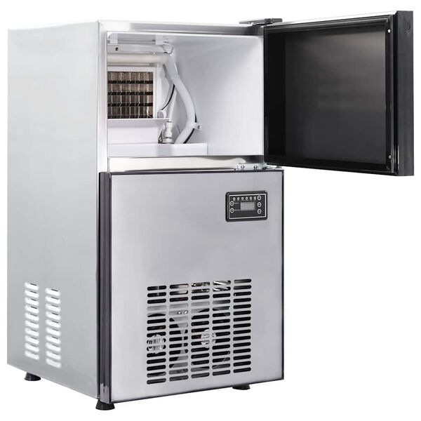 vidaXL V&yacute;robn&iacute;k ledov&yacute;ch kostek Stř&iacute;brn&aacute; 43 x 40 x 71 cm Nerezov&aacute; ocel