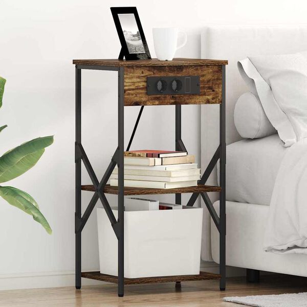 vidaXL Nočn&iacute; skř&iacute;ňka Kouřov&yacute; dub 41 x 31 x 76 cm kompozitn&iacute; dřevo