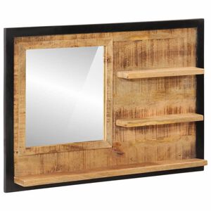 vidaXL Zrcadlo s policemi 80x8x55 cm sklo a masivn&iacute; mangovn&iacute;kov&eacute; dřevo