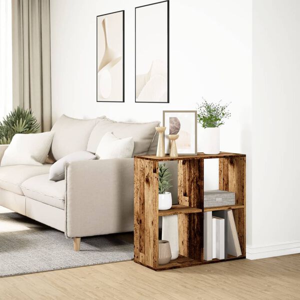 vidaXL Knihovna/dělící stěna old wood 69,5x29x69,5 cm kompozitní dřevo