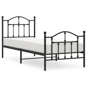 vidaXL Kovov&yacute; r&aacute;m postele s hlavov&yacute;m a nožn&iacute;m čelem čern&yacute; 80 x 200 cm