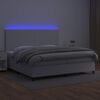 vidaXL Box spring postel s matrací a LED bílá 200x200 cm umělá kůže