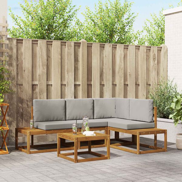 vidaXL Venkovn&iacute; pohovkov&aacute; souprava 5 Kus Př&iacute;rodn&iacute; a světle &scaron;ed&aacute;