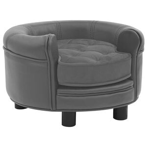 vidaXL Pohovka pro psy &scaron;ed&aacute; 48 x 48 x 32 cm ply&scaron; a uměl&aacute; kůže