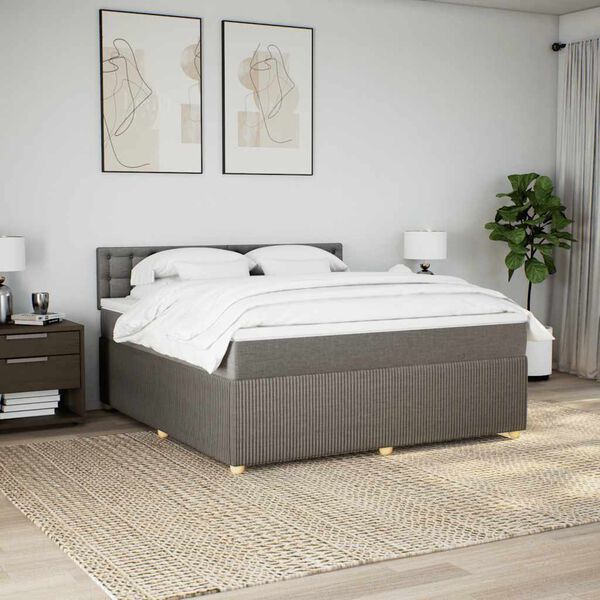 vidaXL Box spring postel s matrac&iacute; taupe 180x200 cm textil