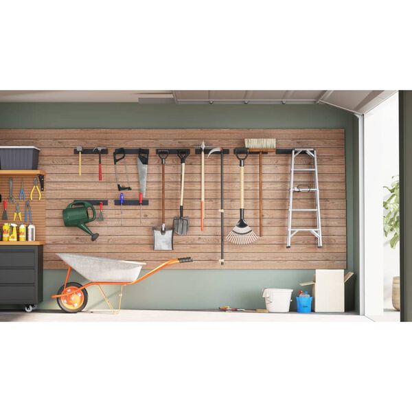 vidaXL N&aacute;stěnn&eacute; stojany na zahradn&iacute; n&aacute;řad&iacute; 8 ks čern&eacute; ocel