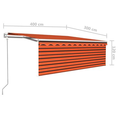 vidaXL Automatická zatahovací markýza s roletou 4 x 3 m oranžovo-hnědá