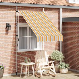 vidaXL Ručně zatahovac&iacute; mark&yacute;za 150 cm žluto-modr&eacute; pruhy