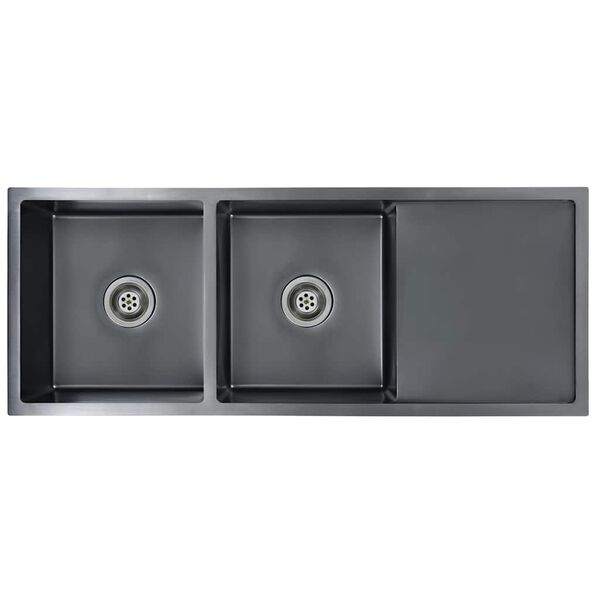 vidaXL Ručně vyroben&yacute; kuchyňsk&yacute; dřez čern&yacute; nerezov&aacute; ocel