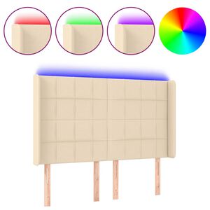 vidaXL Čelo postele s LED kr&eacute;mov&eacute; 147 x 16 x 118/128 cm textil