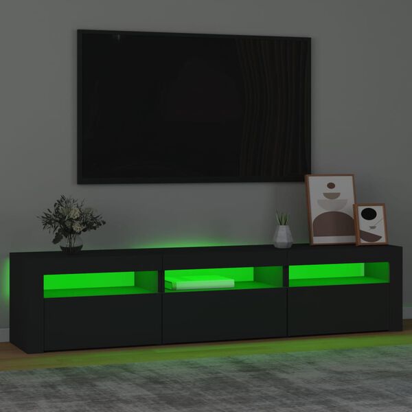 vidaXL TV skříňka s LED osvětlením černá 180x35x40 cm