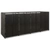 vidaXL Př&iacute;stře&scaron;ek na čtyři popelnice čern&yacute; 274 x 80 x 117 cm polyratan