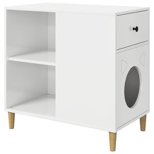 vidaXL Kočič&iacute; dům Leskl&aacute; B&iacute;l&aacute; 72 x 42,5 x 70 cm Kompozitn&iacute; dřevo