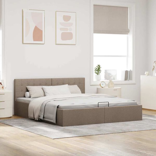 vidaXL R&aacute;m postele s &uacute;ložn&yacute;m prostorem taupe textil 160 x 200 cm