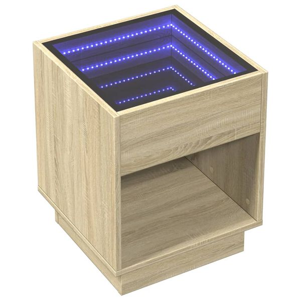 vidaXL Konferenční stolek s Infinity LED dub sonoma 40 x 40 x 50 cm