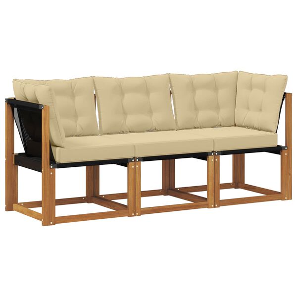 vidaXL Venkovn&iacute; prostředn&iacute; a rohov&aacute; pohovka s pol&scaron;t&aacute;řem 3 Kus Př&iacute;rodn&iacute;