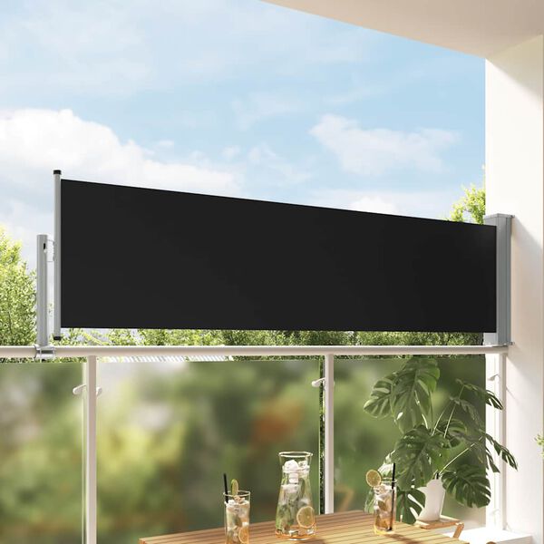 vidaXL Zatahovac&iacute; bočn&iacute; mark&yacute;za / z&aacute;stěna na terasu 80 x 300 cm čern&aacute;