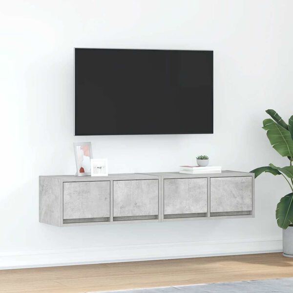 vidaXL TV skř&iacute;ňky 2 ks Betonov&aacute; &scaron;ed&aacute; 60x31x25,5 cm Dřevěn&aacute; konstrukce