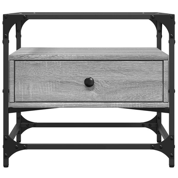 vidaXL Konferenční stolek skleněná deska šedý sonoma 50x50x45 cm ocel