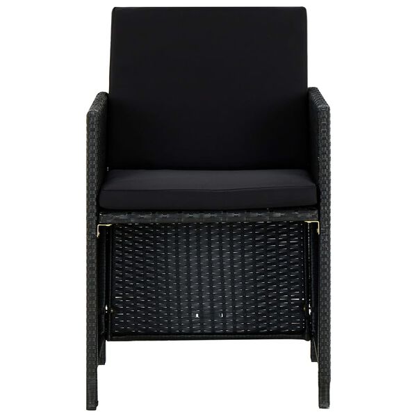 vidaXL 5dílný zahradní jídelní set s poduškami polyratan černý