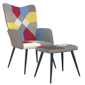 vidaXL Relaxačn&iacute; křeslo se stoličkou patchwork textil
